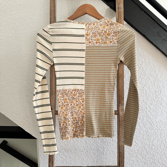 American Eagle Outfitters Yellow Striped Patchwork Long Sleeved Crew Neck NWT - Picture 8 of 10